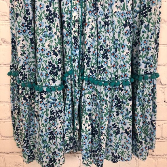 Poupette St Barth Ivy Floral Tiered Maxi Dress Size M Sky Blue Daffodil - Picture 5 of 10